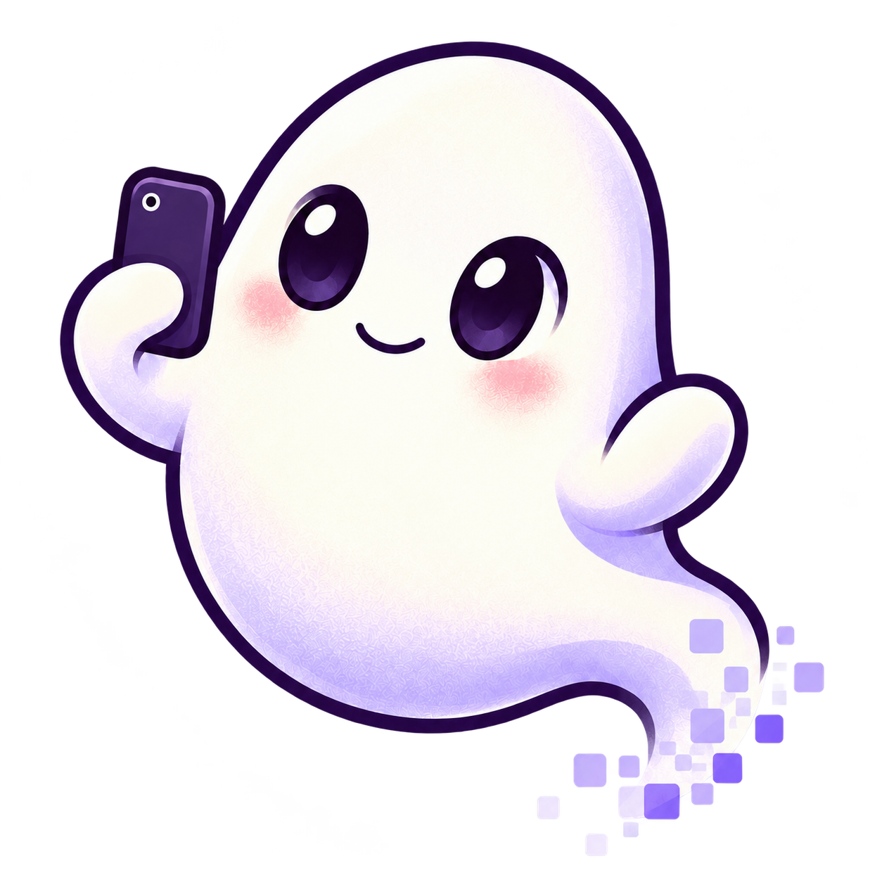 Ghosted mascot taking a selfie