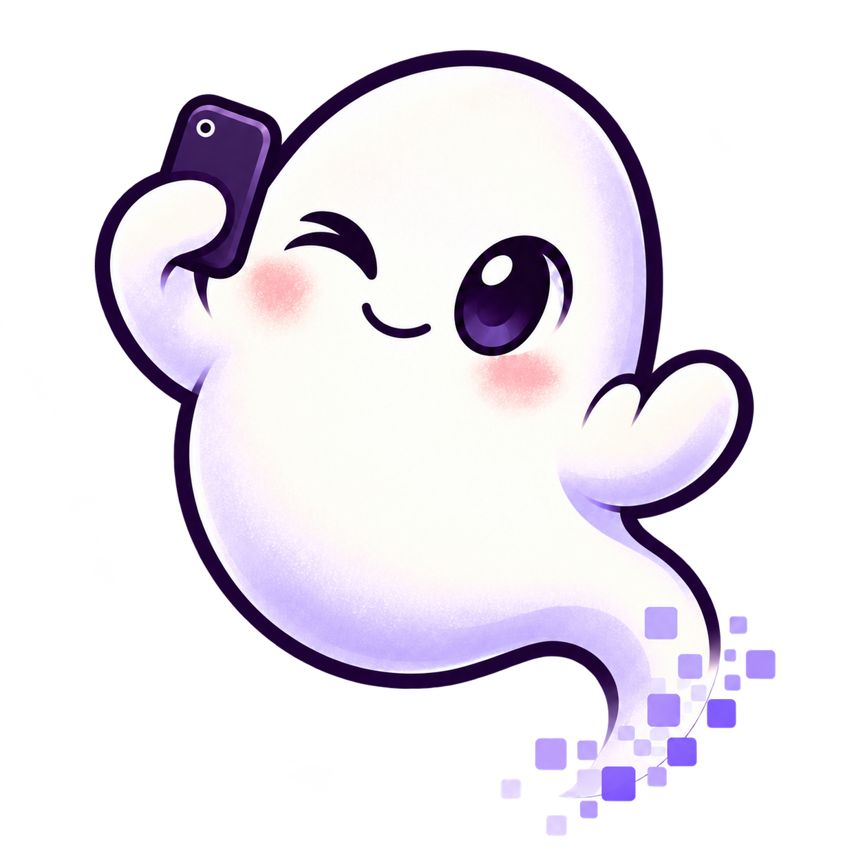 Ghosted mascot winking