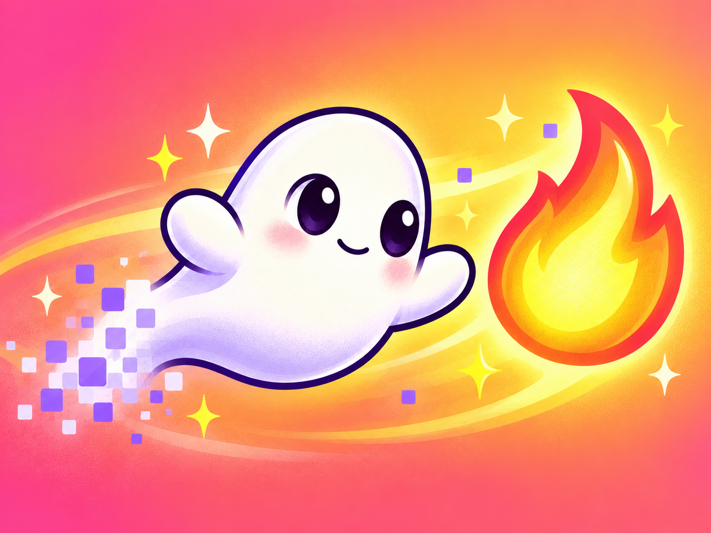 Ghosted flying beside a streak flame